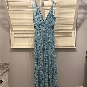 Blue Patterned Maxi Dress